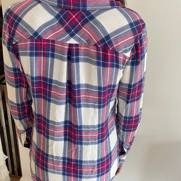 RAILS White Pink L/S Button Down Plaid Shirt Sz XS - Picture 2 of 2